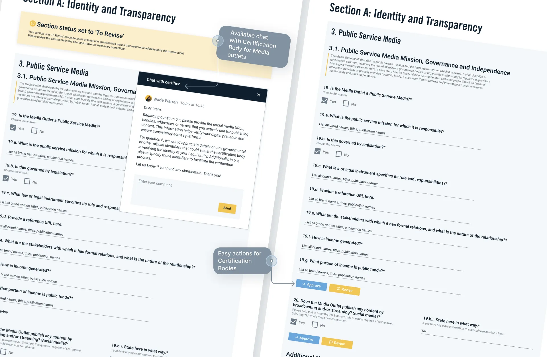 Redesigned platform, the certification dashboard with advanced filters