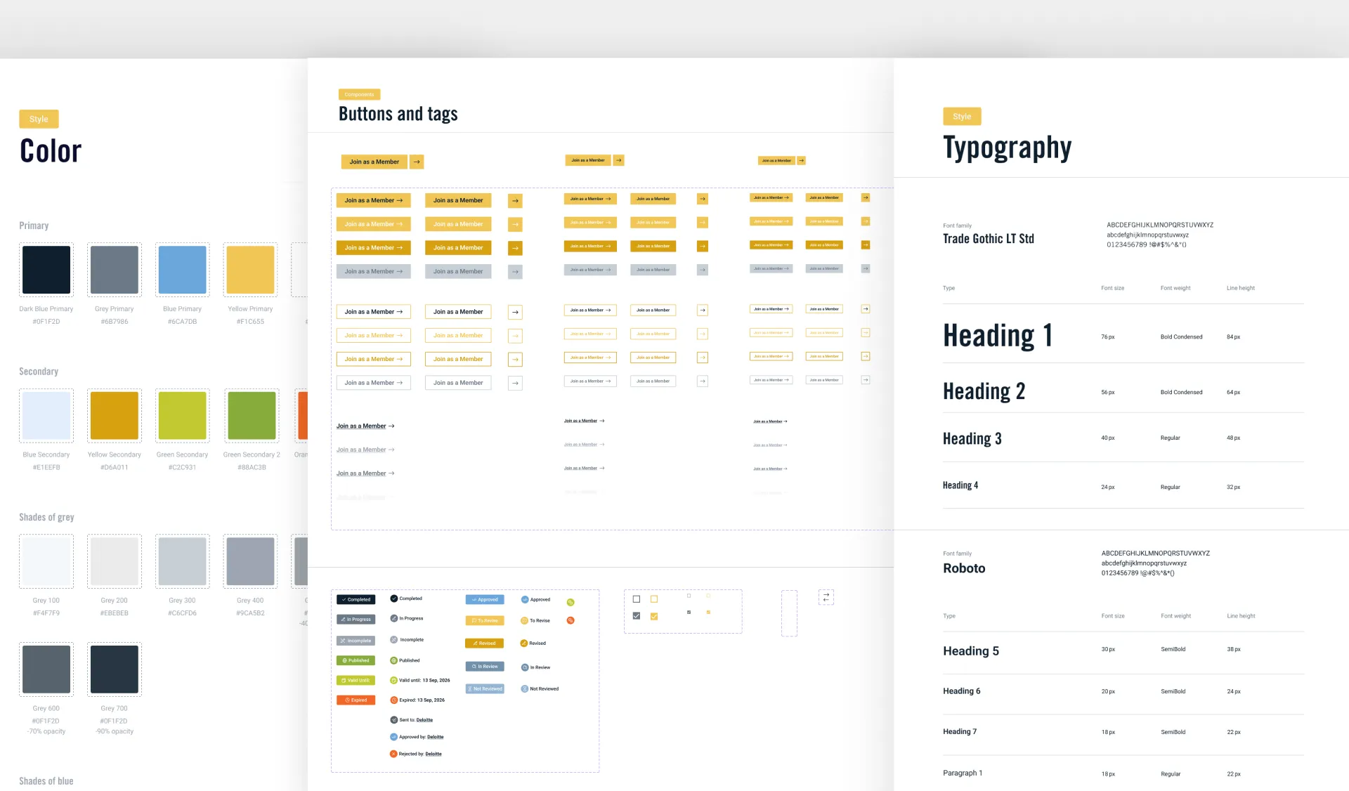 The JTI design system covering colour, type, components and layout