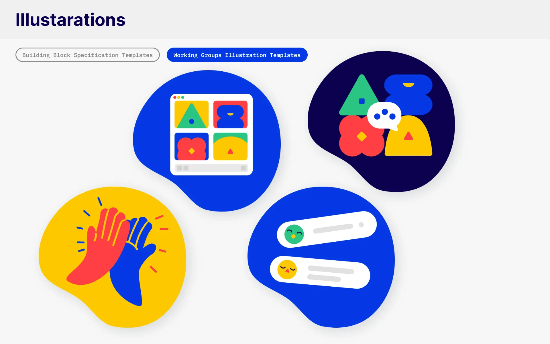 Illustration family for the working group community hub