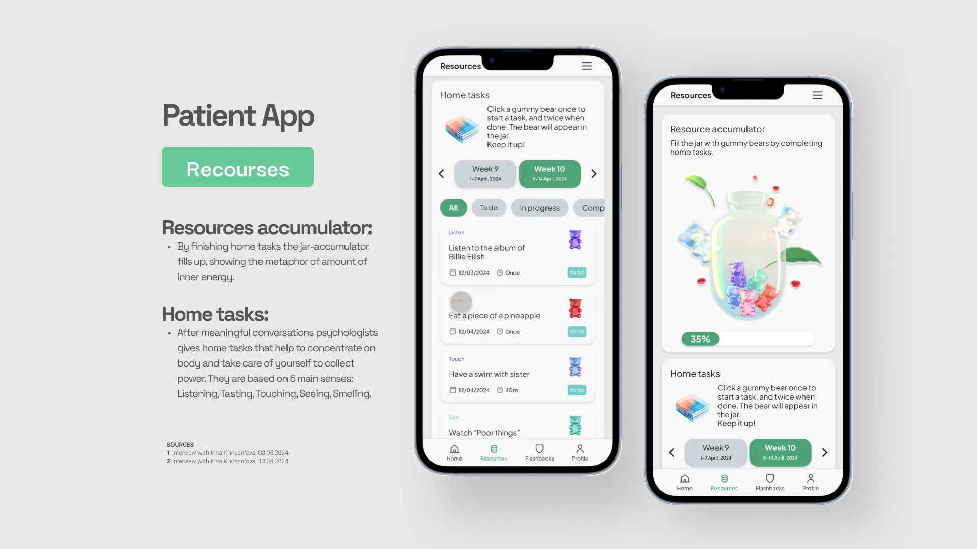 Patient app, session preparation
