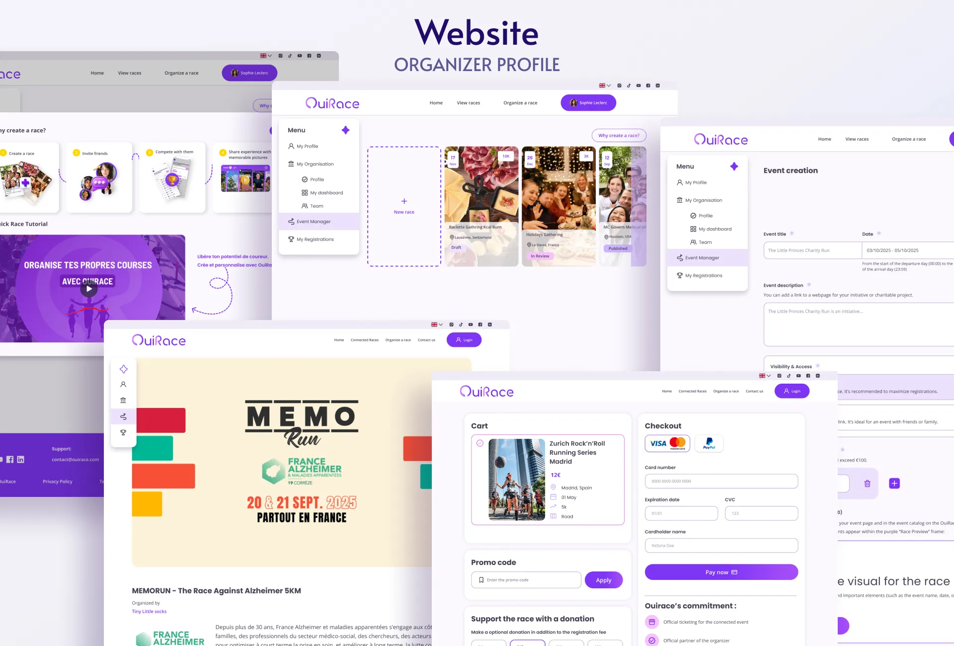 OuiRace web platform, registration management